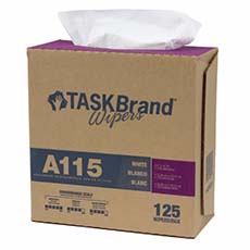 TASKBrand A115 Advance Performance Heavy Duty Spunlace Wipers 9" x 16.75" White Interfold - 750 Wipers/Case N-A115IDW