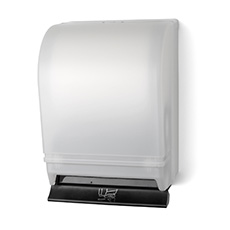 Auto-Transfer Push Bar Roll Towel Dispenser Plastic White Translucent PF-TD0216-03