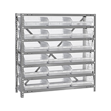 Shelving Unit, 12"D x 36"L x 39"H, Heavy-Duty, 7 Shelf - Clear with 18 Bins 1239-109CL