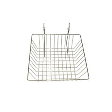 Rack'Em 4 D in. Wire Basket - Mounts to Peg Board or Slat Wall - White RE-5082-W