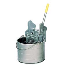 Stainless Steel Small Round Single Bucket & Wringer Combo - 4 Gallon 04R
