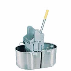 Stainless Steel Small Half-Oval Double Tank & Wringer Combo - 4 Gallon 08R