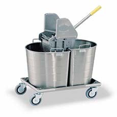 Stainless Steel 1X Half-Oval Double Tank/Wringer Mopping Unit 1X-215