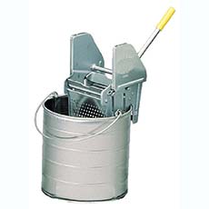 Stainless Steel Large Round Single Bucket & Wringer Combo - 8 Gallon 28R