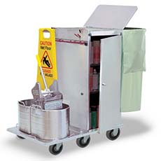 Stainless Steel Standard Folding Housekeeping Cart - 16 x 20 x 36 in. Cabinet F36-08E
