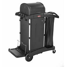 Executive Janitorial Cleaning Cart with Doors and Hood High Security 34 Gal. - Black RCP1861427