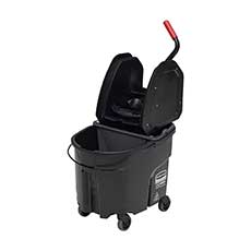 Wavebrake Down Press Bucket & Wringer with Dirty Water Bucket Plastic 35 Qt. - Black RCPFG1863898
