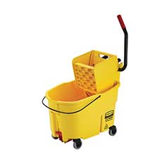 Rubbermaid Wavebrake Side Press Bucket and Wringer, Drain Plastic 44 Qt. - Yellow RCPFG618688YEL