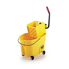 Rubbermaid Commercial Wavebrake Side Press Bucket and Wringer Plastic 35 Qt.- Yellow RCPFG758088YEL