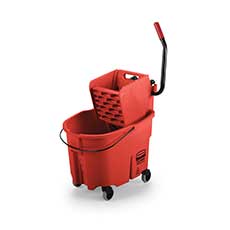 Rubbermaid Commercial Wavebrake Side Press Bucket and Wringer Plastic 35 Qt. - Red RCPFG758888RED