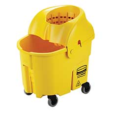 Rubbermaid Wavebrake Institution Bucket & Wringer Plastic 35 Qt. Capacity - Yellow RCPFG759088YEL