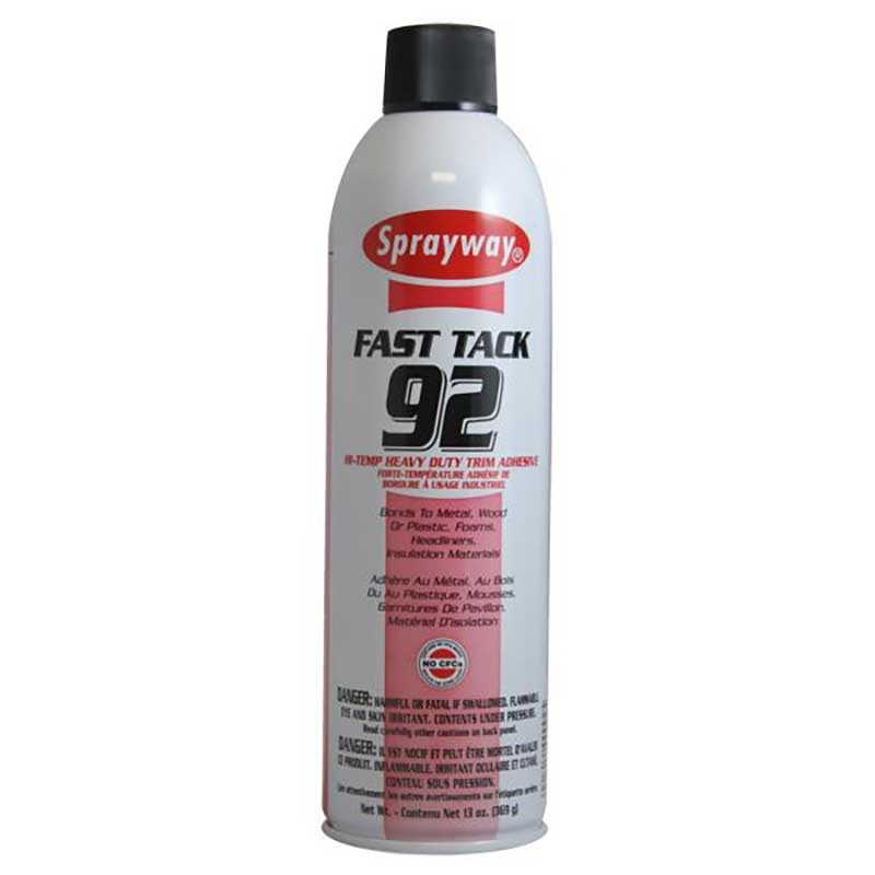 (12) Sprayway Fast Tack 92 Hi-Temp Heavy Duty Trim Adhesive Aerosol 13 Oz. Capacity SW092SY