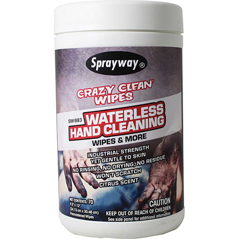 (70) Sprayway Crazy Clean Wipes 9 1/2 x 12 in. Sheets 6 Containers SW983SY