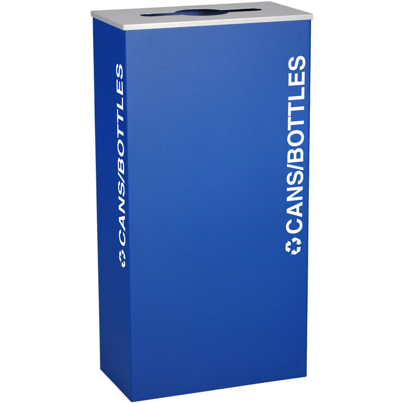 Cans & Bottles Recycling Receptacle Bin Container - 17 Gal - Blue