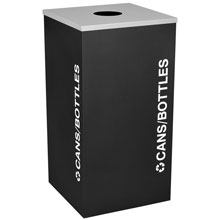 Cans & Bottles Recycling Receptacle Rectangual Container - Black