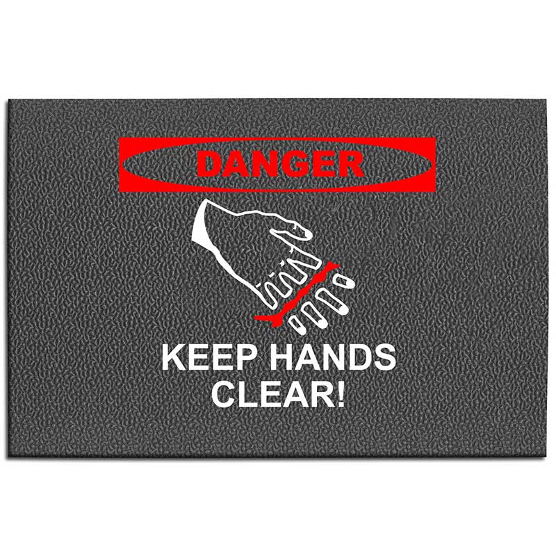 2 x 3 ft. Safety Mat with Impressed Image: Danger! Keep Hands Clear! - Grey ET-MT8423