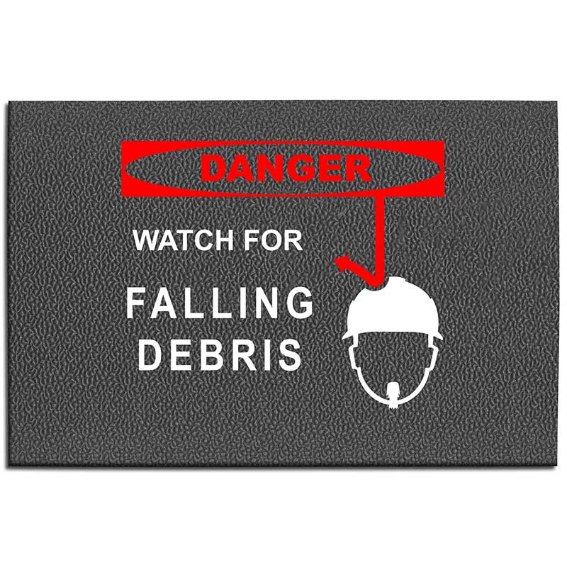 2 x 3 ft. Safety Mat with Image: Danger! Watch for Falling Debris! - Grey ET-MT8438
