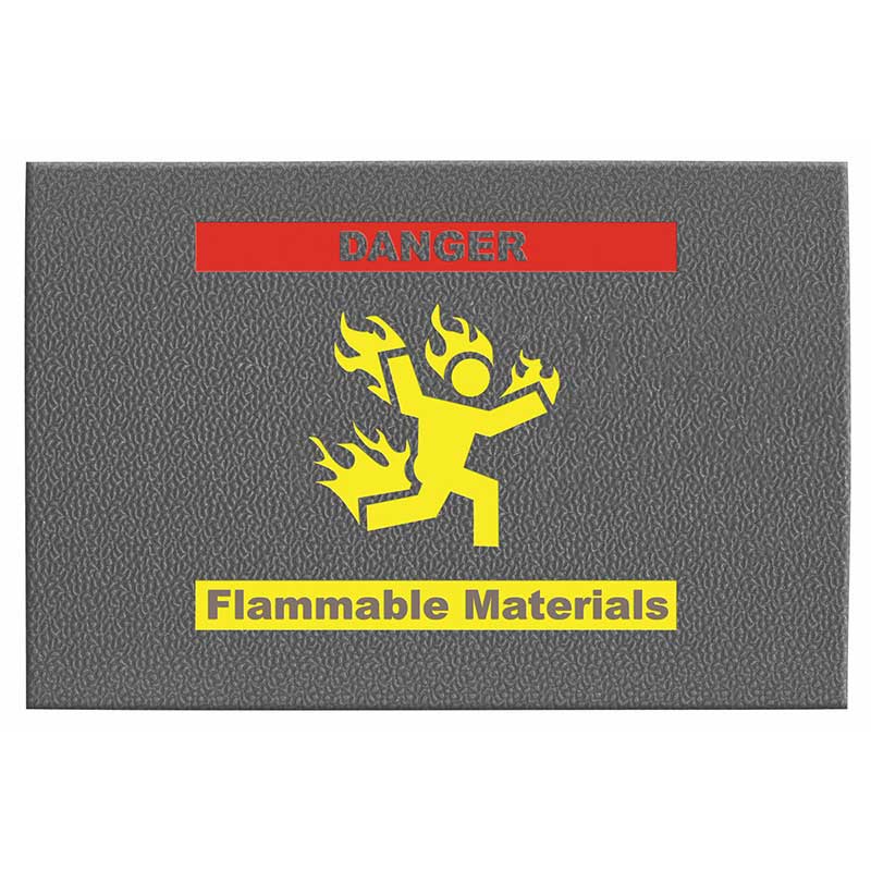 2 x 3 ft. Safety Mat with Image: Danger! Flammable Materials! - Grey ET-MT8499