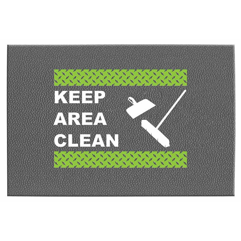 2 x 3 ft. Safety Mat with Impressed Image: Keep Area Clean - Grey ET-MT8502