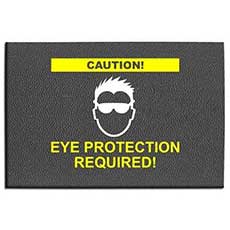 2 x 3 ft. Safety Mat with Image: Caution! Eye Protection Required! - Grey ET-MT8405
