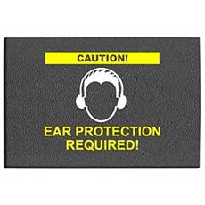 2 x 3 ft. Safety Mat with Image: Caution! Ear Protection Required! - Grey ET-MT8408