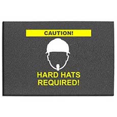 2 x 3 ft. Safety Mat with Image: Caution! Hard Hats Required! - Grey ET-MT8420