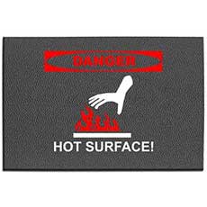 2 x 3 ft. Safety Mat with Impressed Image: Danger! Hot Surface! - Grey ET-MT8435
