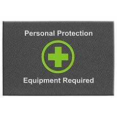 2 x 3 ft. Safety Mat with Image: Personal Protection Equipment Required - Grey ET-MT8493