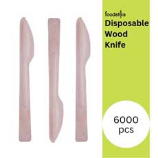 (6) Foodstiks Compostable Wood Knife Premium 6,000 Pieces - Natural WDC-PBIKN165-CS
