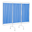 R&B Wire Stationary Three Panel Patient Privacy Screen - Blue Vinyl Panels