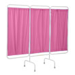 R&B Wire Stationary Three Panel Patient Privacy Screen - Pink Vinyl Panels