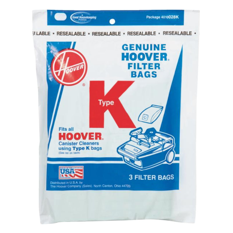New sealed 3 count package 4010028K Details about    Hoover type K filter vacuum bags 