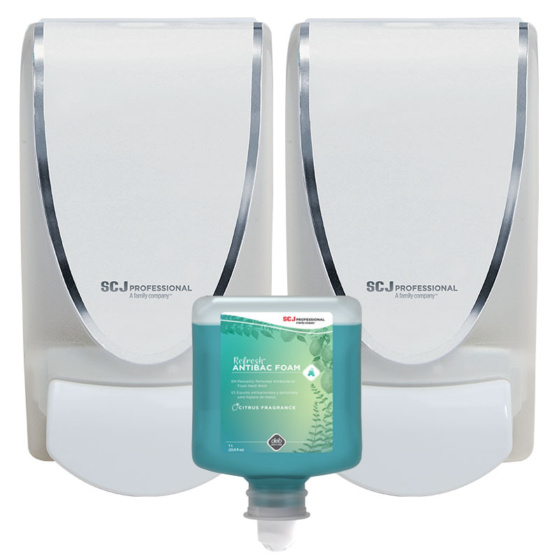 AeroGreen Antibacterial Foam Soap Dispenser Pack - Chrome