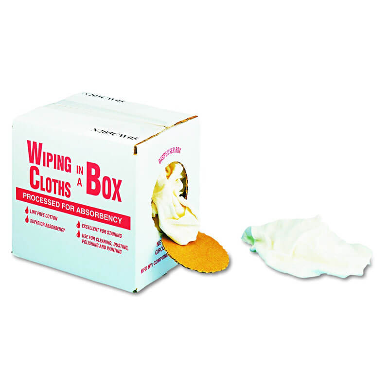 Multipurpose Reusable Wiping Cloths, Cotton, White, 5-Pound Box UNSN205CW05                                       
