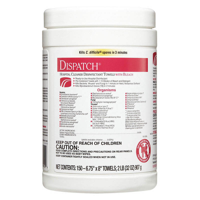 Dispatch Healthcare Disinfectant Towel w/ Bleach