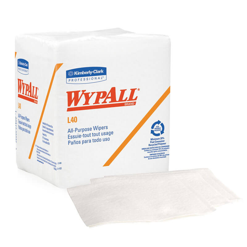 Kimberly Clark WypAll® L40 Quarterfold Wipers, White KCC05701