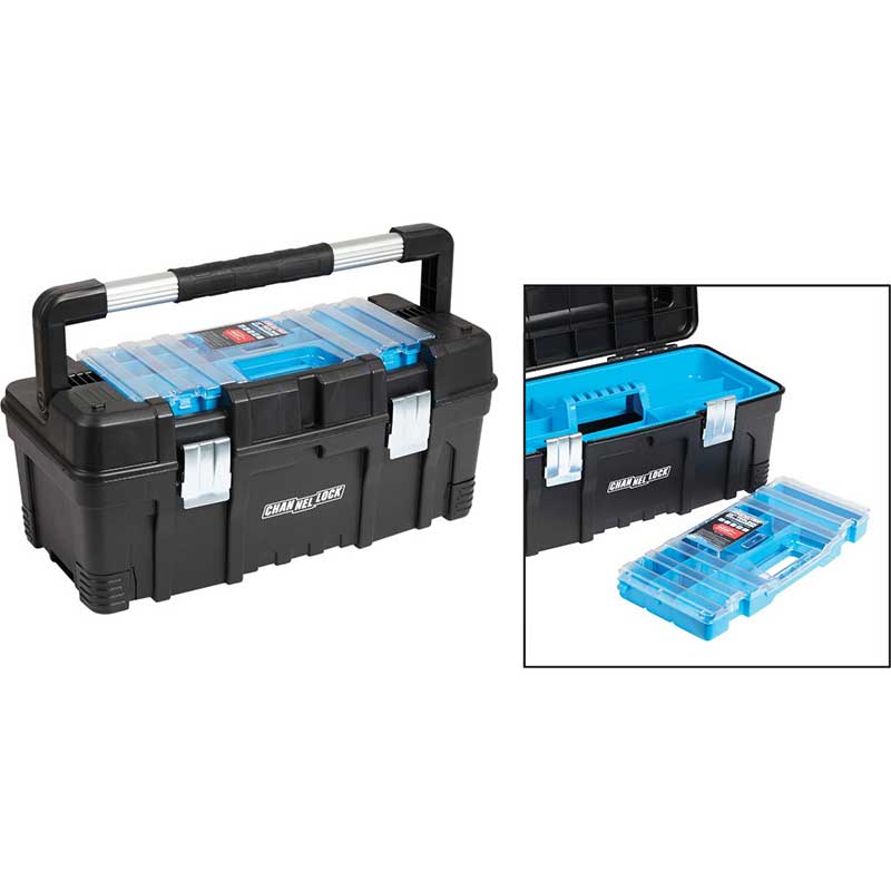22 in. Toolbox with Organizer 76 lbs. Capacity 9-5/8 W x 11 H in. - Black/Blue 300142
