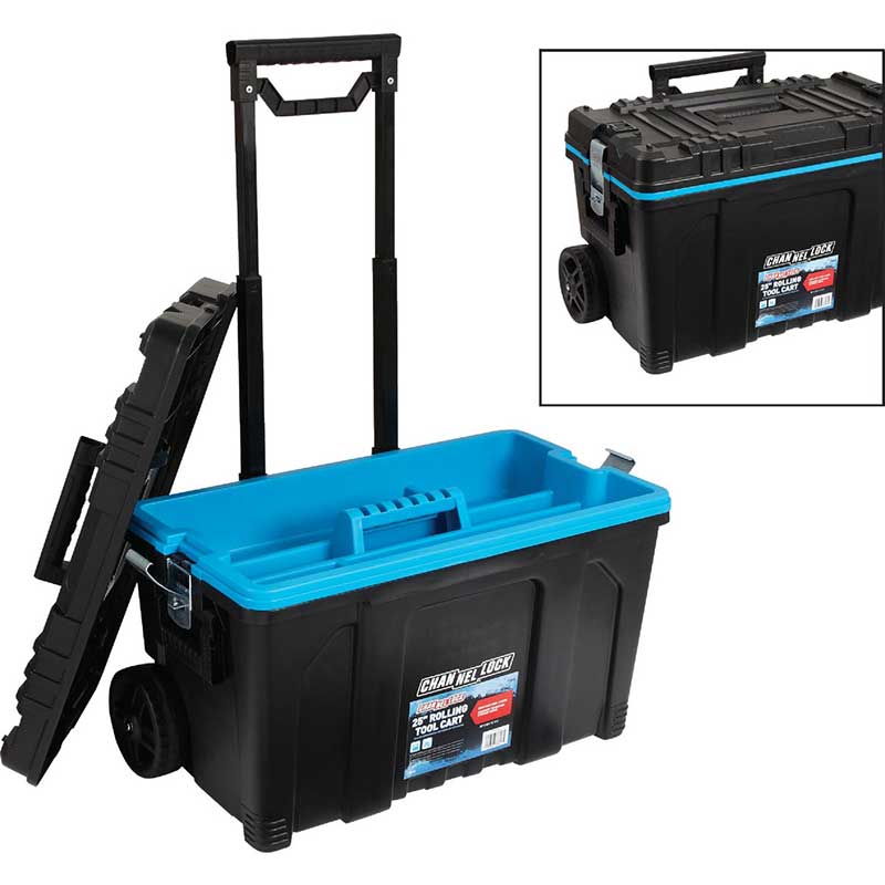 25 in. Rolling Toolbox Plastic 66 lbs. Capacity 15-3/4 W x 17-1/2 H in. - Black/Blue 300152