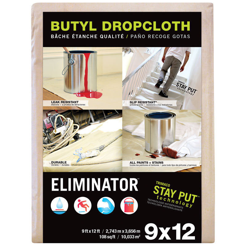 9' x 12' Eliminator Butyl-Back Canvas Drop Cloth