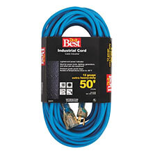 Cold Temperature Extension Power Cord - 12/3 - Blue - 50' Long