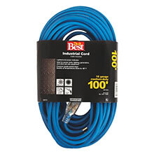 Cold Temperature Extension Power Cord - 16/3 - Blue - 100' Long