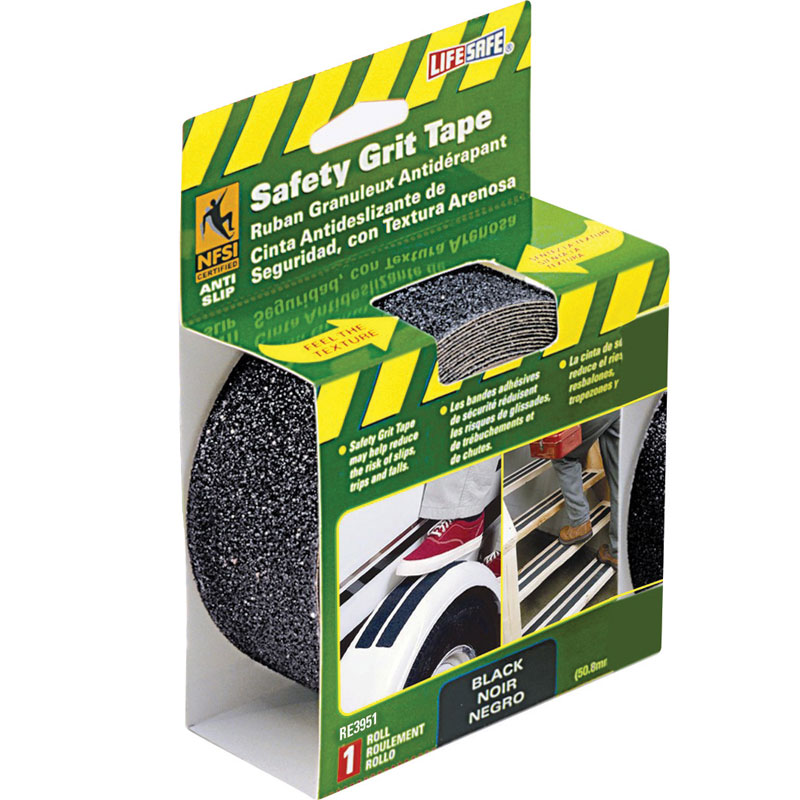 LifeSafe RE3951 AntiSlip Safety Grit Tape Black 2" x 15' UnoClean