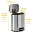 1.32 Gallon Stainless Steel Step Pedal Waste Receptacles HLS 