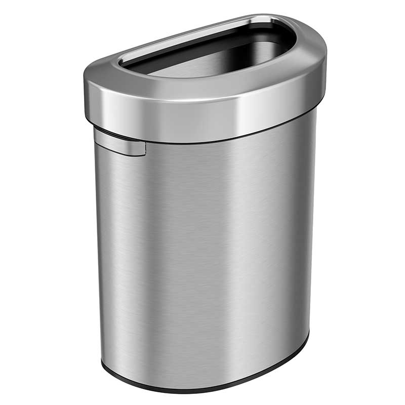 18 Gallon Stainless Steel Semi-Round Open Top Trash Can HLS18DOT