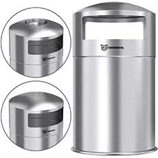 50 Gallon Stainless Steel Round Dual Outdoor Trash Can HLS50DSO