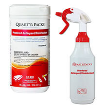 Stearns Quart'r Packs Powdered Detergent/Disinfectant w/ Spray Bottle - (1) 125 x 3.5g