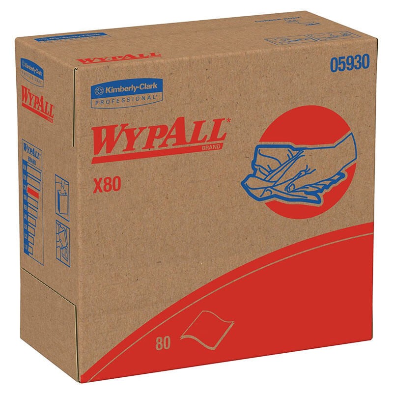 WypAll X80 Wipers w/ Hydroknit - Red - (5) 80 Wipers KCC05930                                          