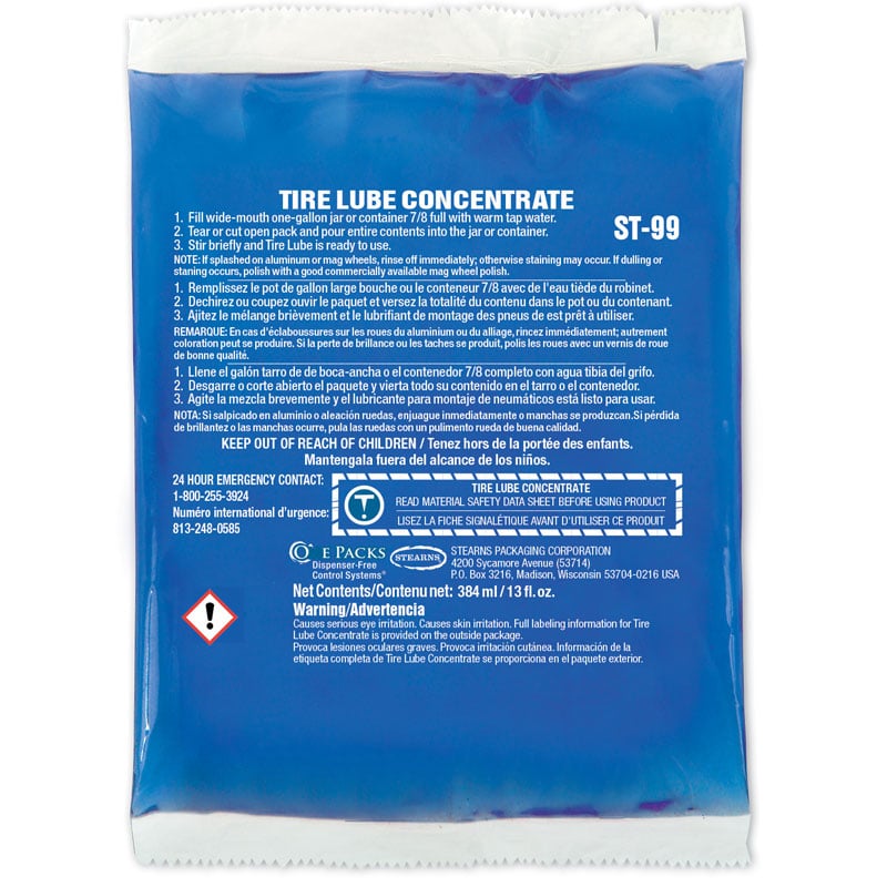 Stearns One Packs ST99 Tire Lube Concentrate (10) 13 fl. oz. Packets