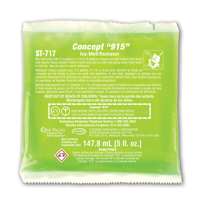 Stearns One Packs Concept 915 Ice Melt Residue Remover - (36) 5 fl. oz.  Packets - UnoClean