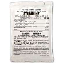 ST-722 Steramine Sanitizer Disinfectant & Deodorizer - (144) 1 fl. oz. Packets